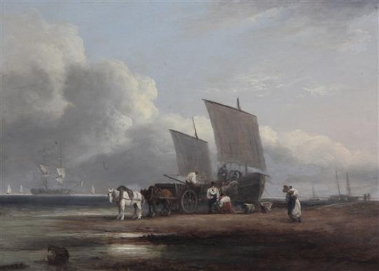 Thomas Luny (1759-1837) Beach scene near Teignmouth 11.5 x 15.75in.